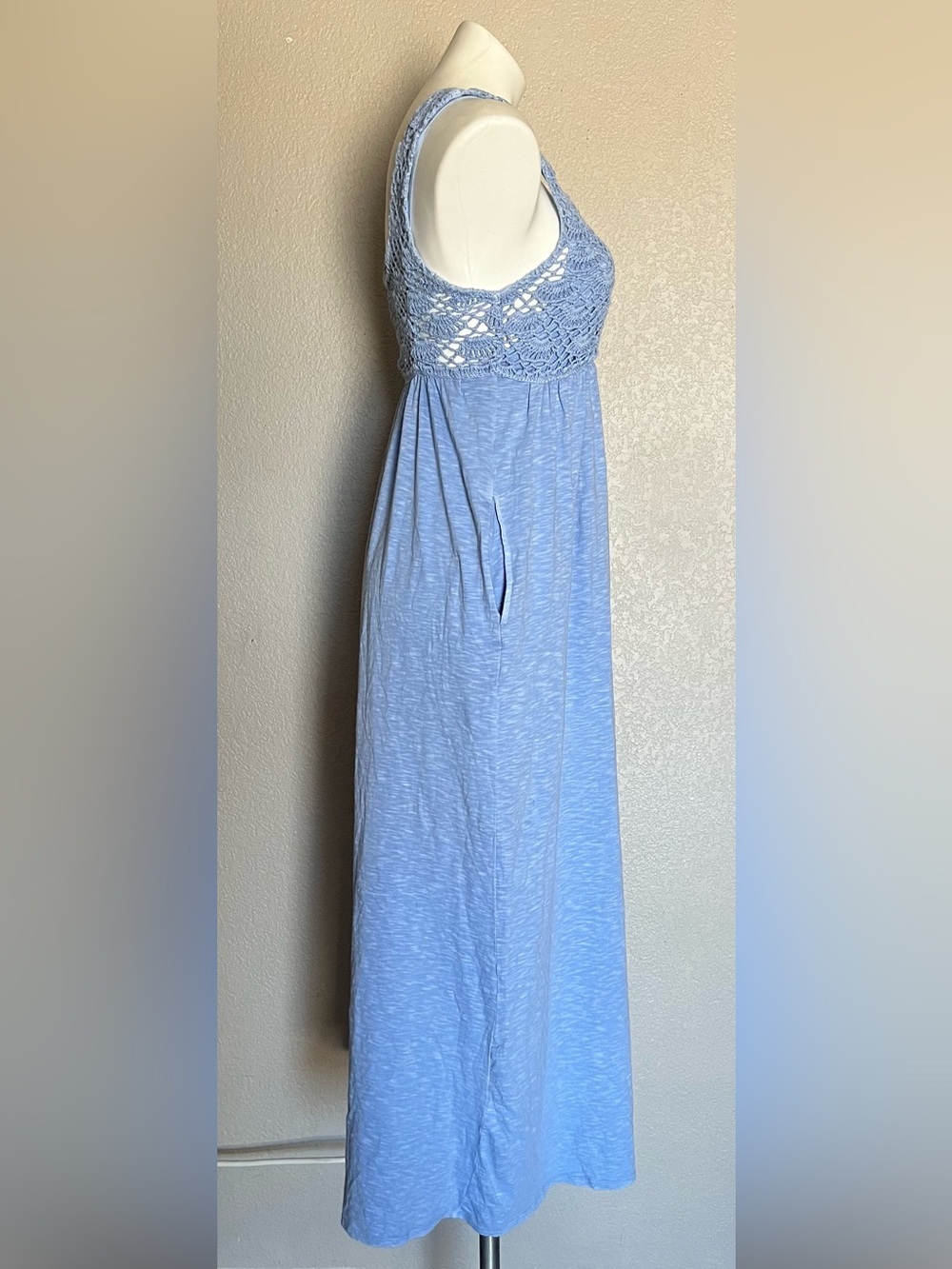 Aerie Crochet Maxi Dress | Ocean Sky Blue | Size Medium | NWT Coastal Boho Dream - Picture 6 of 6